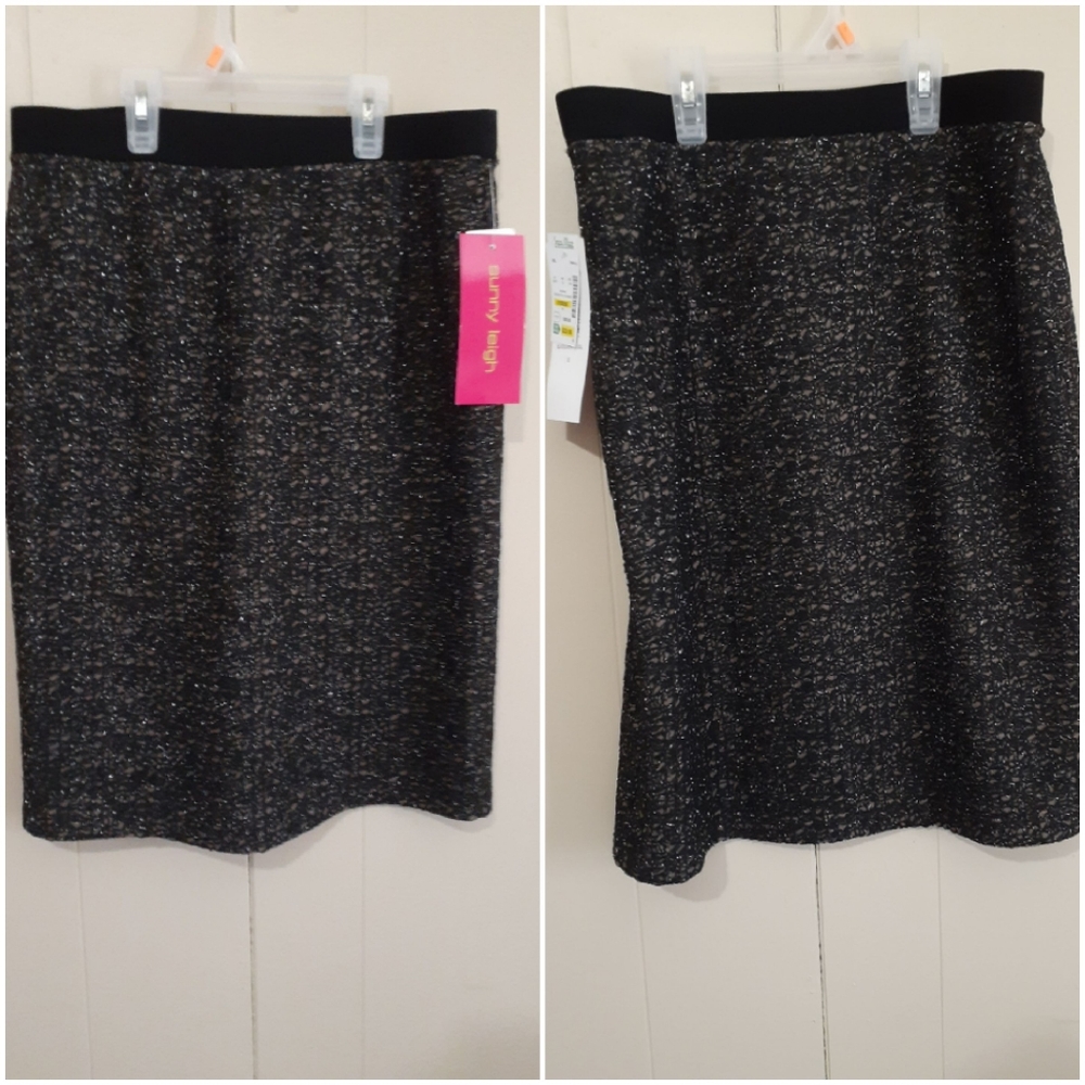 Sunny Leigh black sparkly lace pencil Skirt small